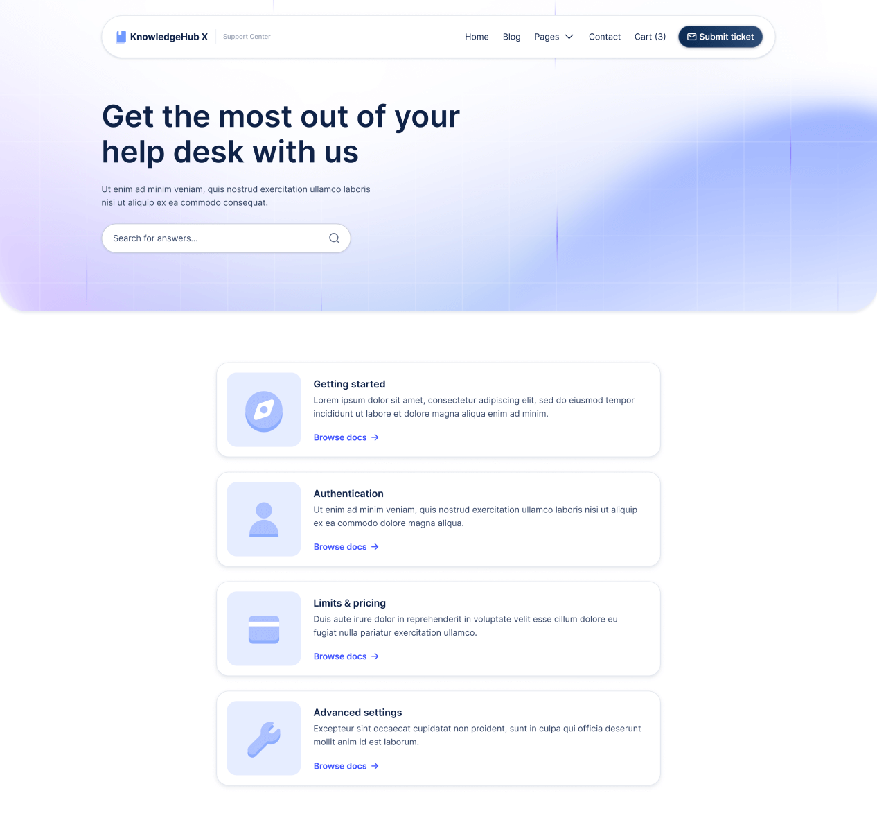 KnowledgeHub X - Home V3 Page - Help Center Webflow Template