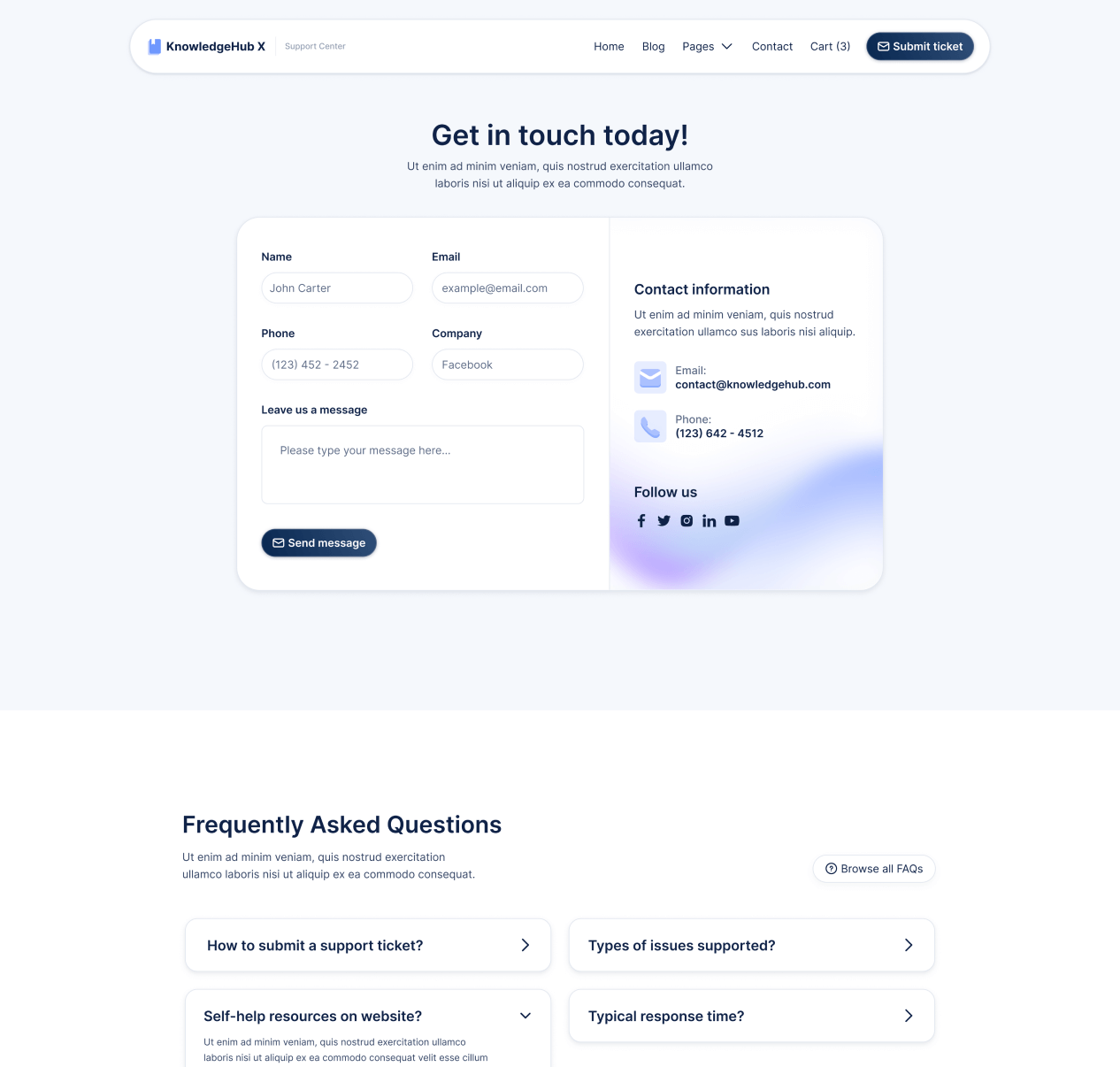 KnowledgeHub X - Contact V3 Page - Help Center Webflow Template