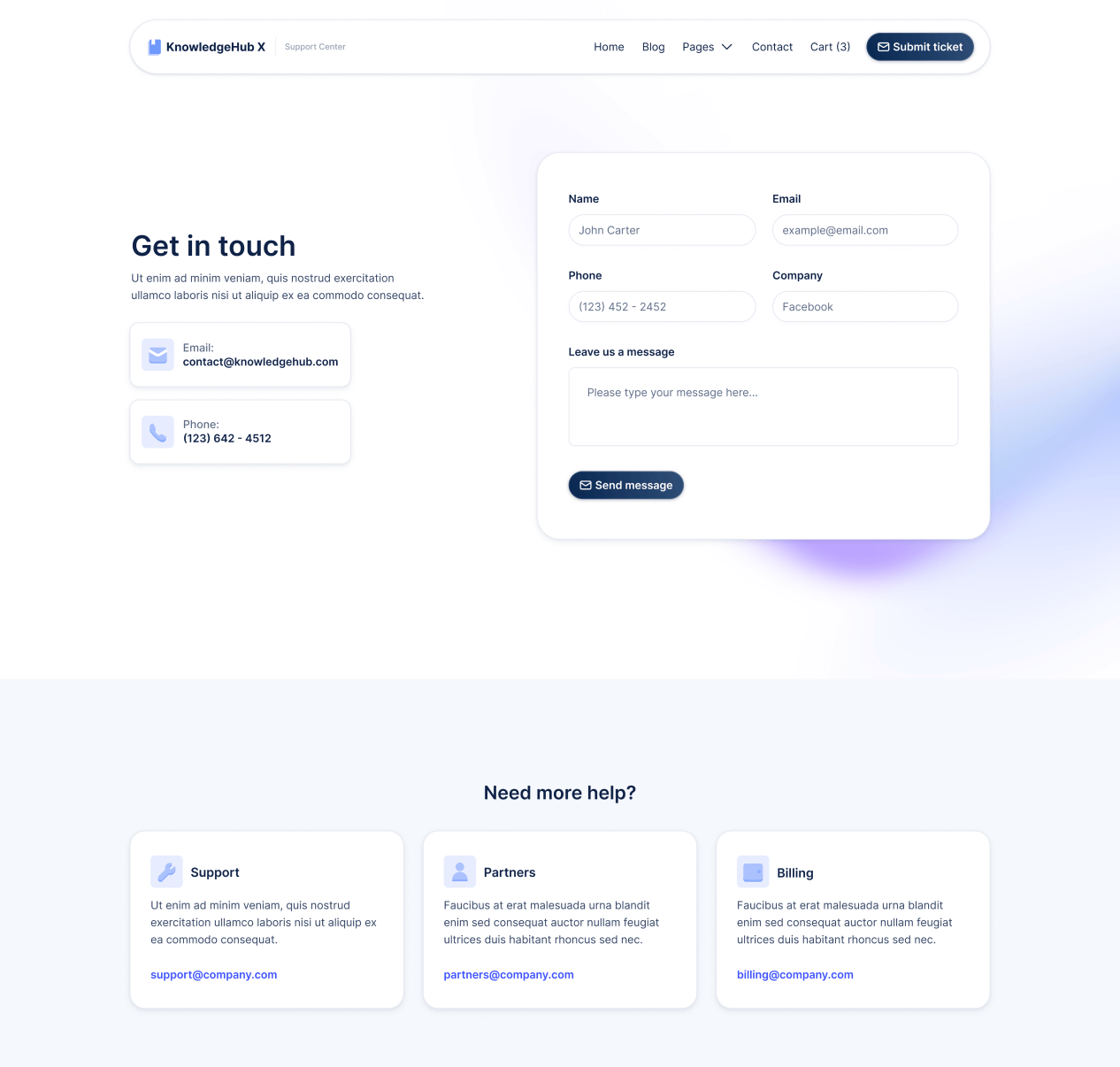 KnowledgeHub X - Contact V2 Page - Help Center Webflow Template