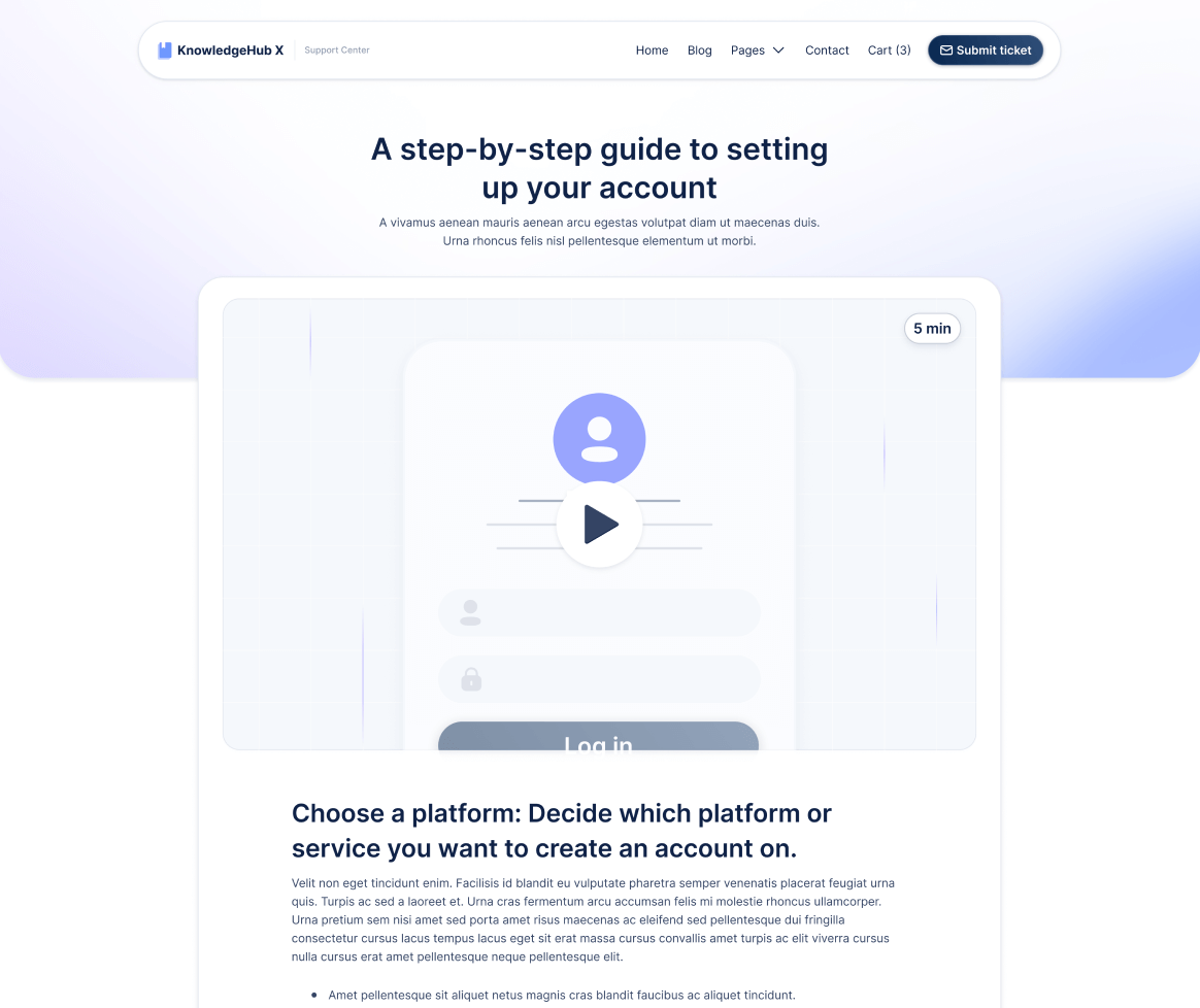KnowledgeHub X - Video Single Page - Help Center Webflow Template