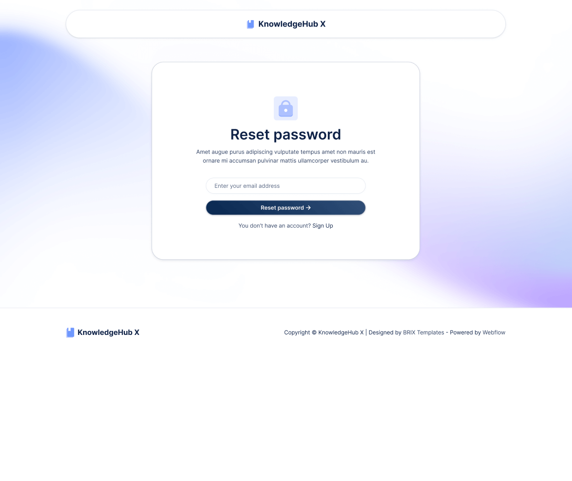 KnowledgeHub X - Reset Password Page - Help Center Webflow Template