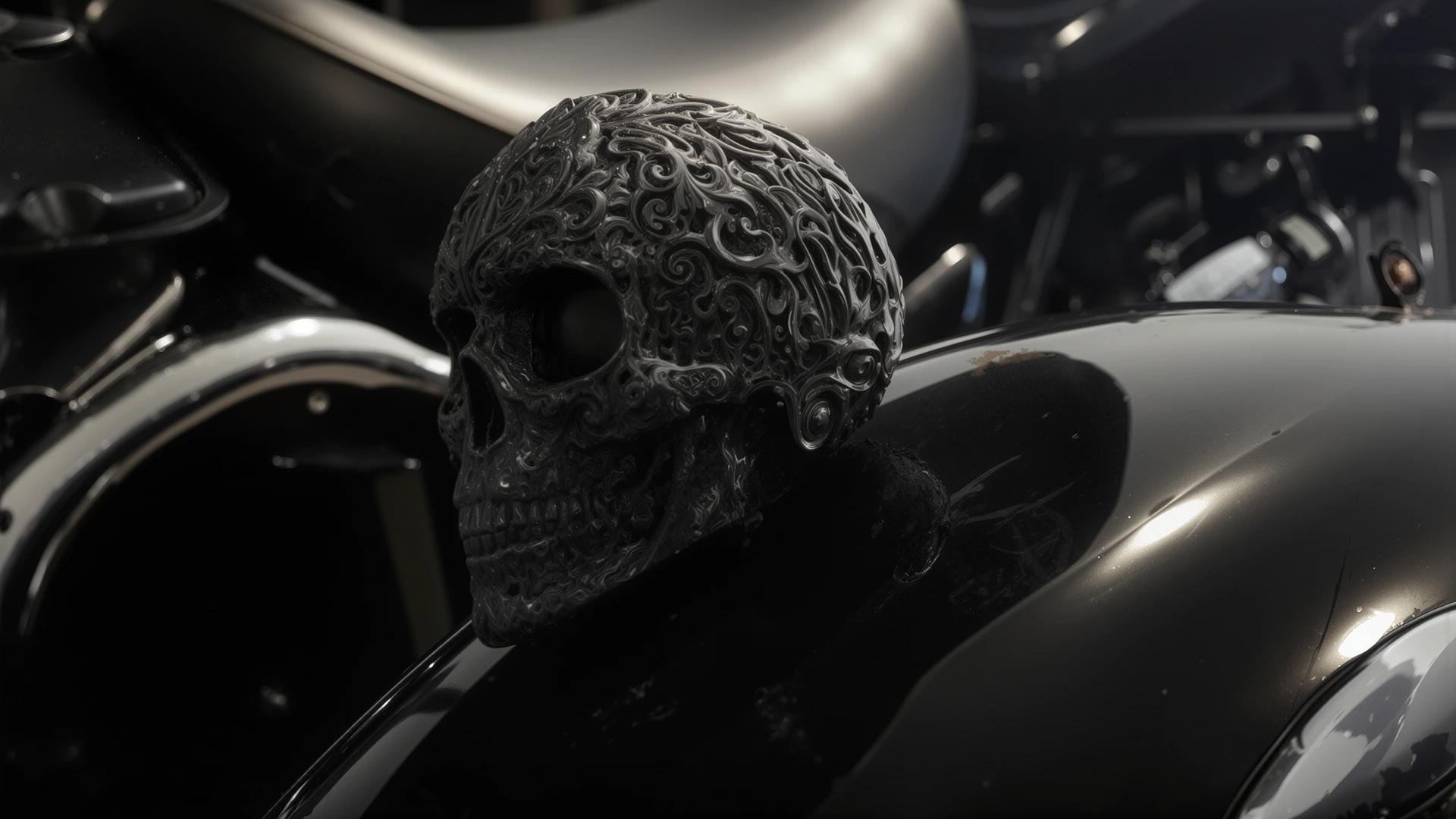 Escultura decorativa de calavera en resina artística por Aluna