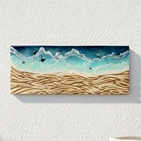 Cuadro estilo beach de Aluna en resina azul y madera de olivo