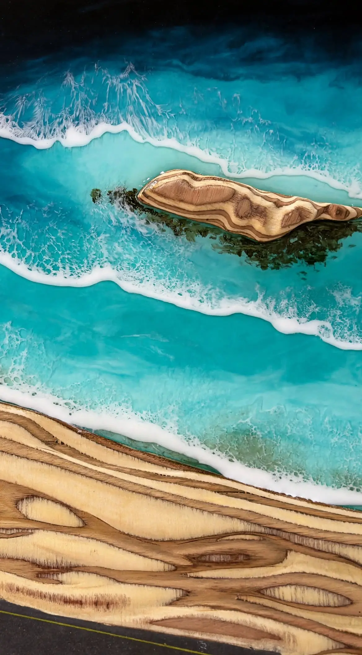 detalle isla madera cuadro resina ocean art olas mallorca