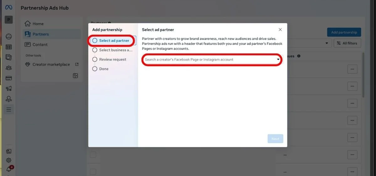 Step 3 - Select ad partner