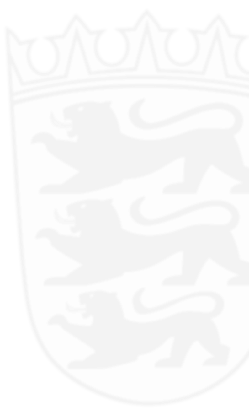 Wappen von Baden-Württemberg mit drei schwarzen, laufenden Löwen unter einer Krone.