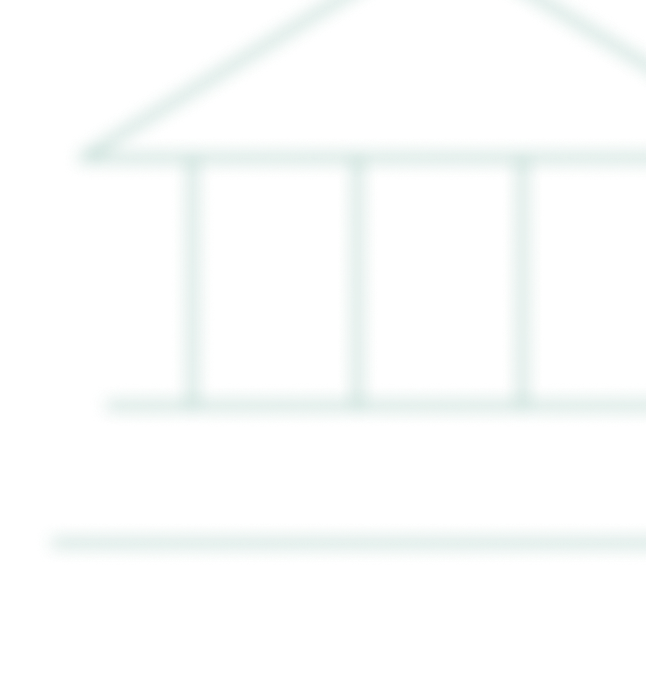 Ein minimalistisches, stilisiertes Symbol eines Bankgebäudes mit Säulen und einem Dreiecksdach in hellgrüner Farbe.