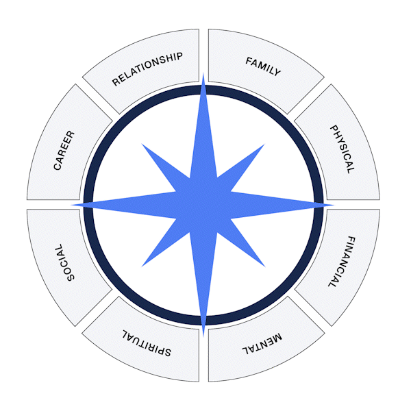 Life Business Plan - eight areas of life wheel animation