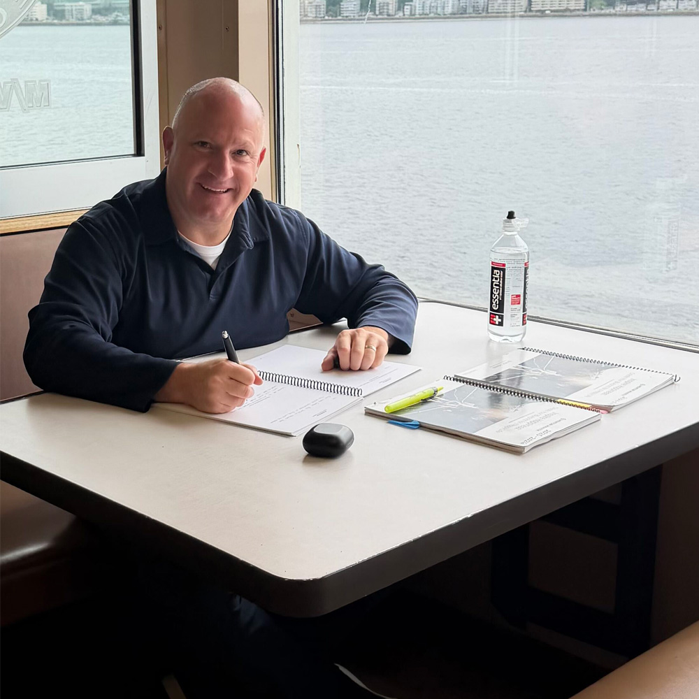 Marc Rousso on his annual ferry boat ride, completing his life business plan workbook and setting goals for the year ahead.