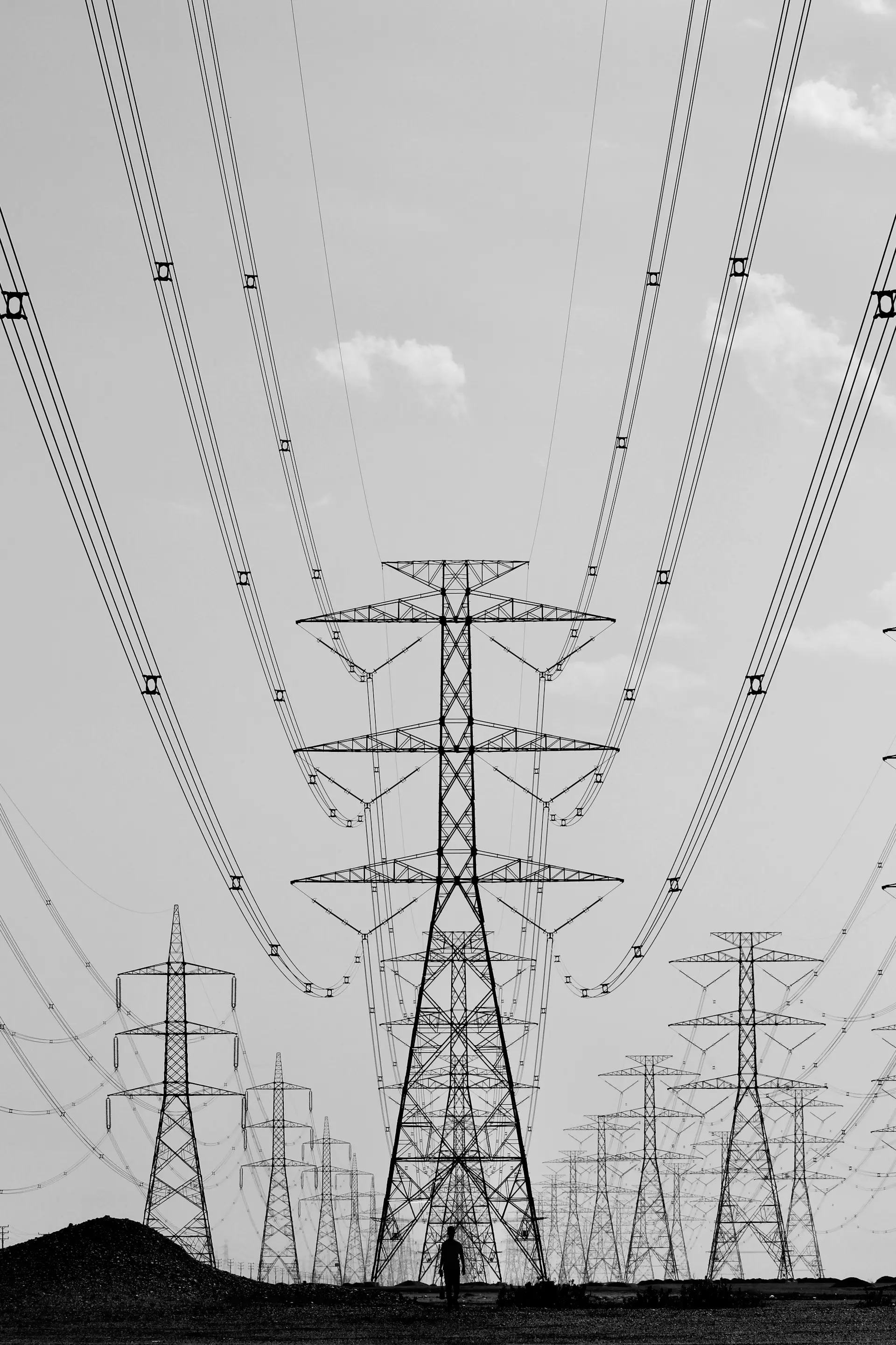 Powerlines connecting the grid to data centers