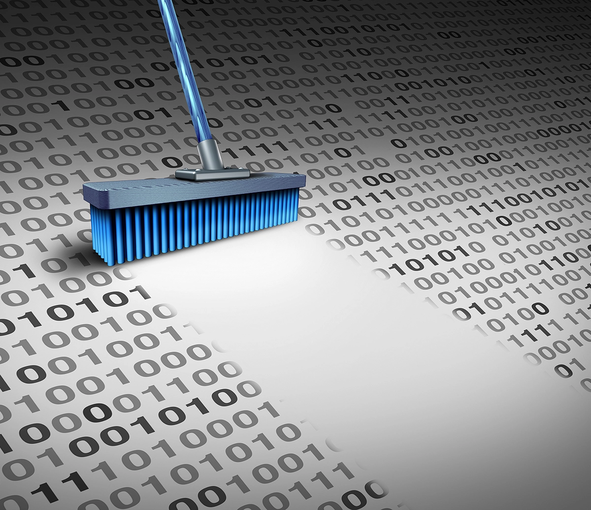 Sweeping brush, sweeping across a page of binary code