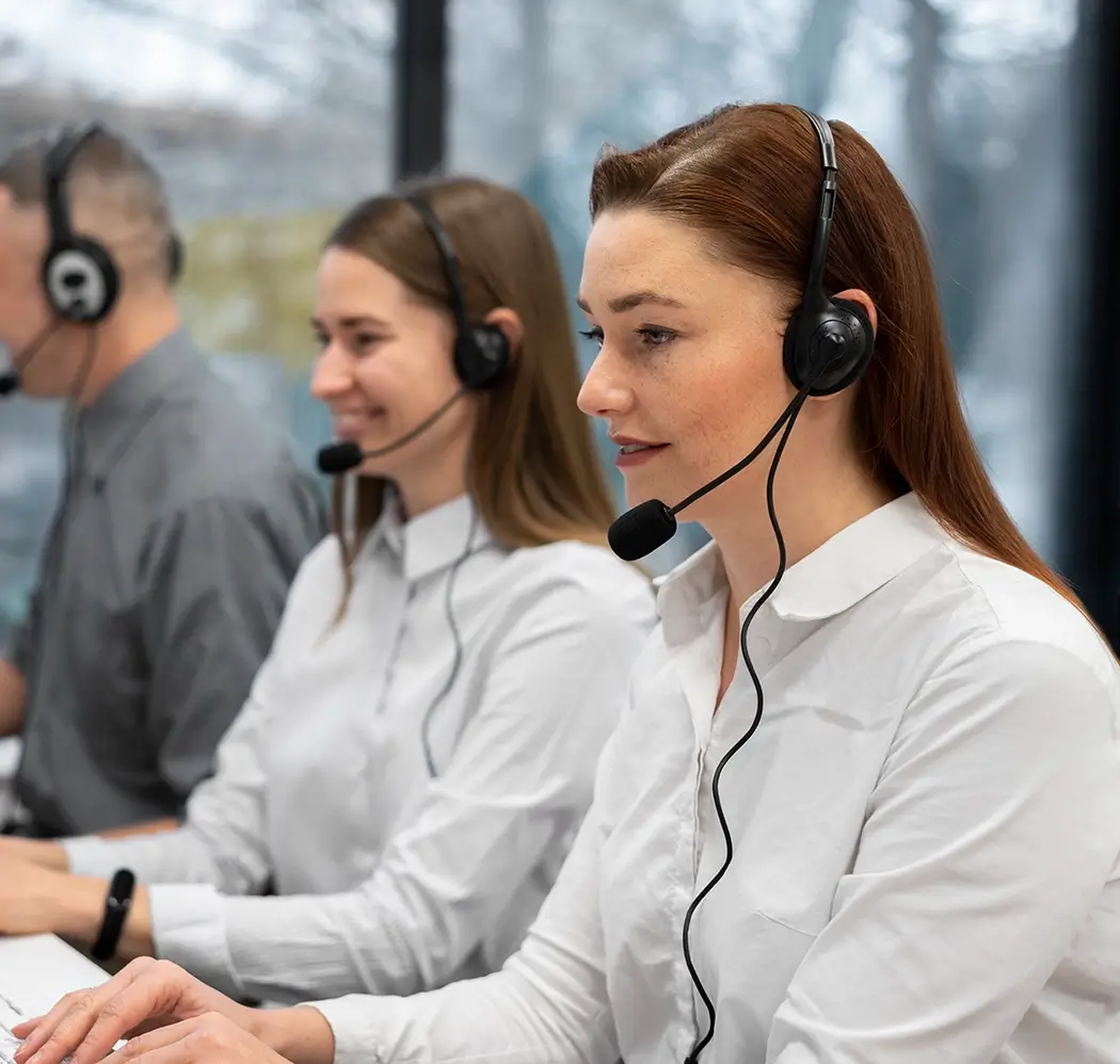 People in a call centre delivering telemarketing services