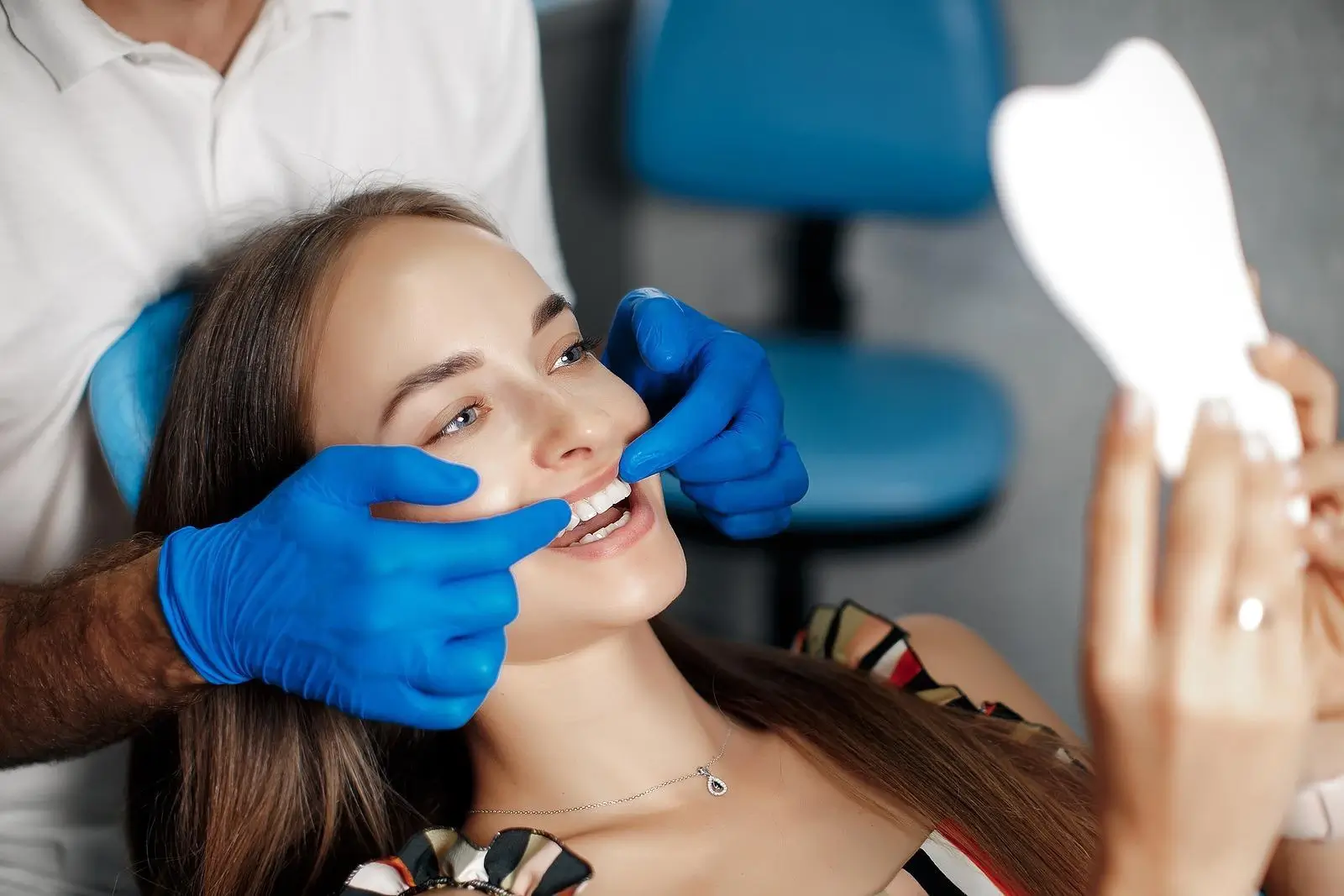 Young women getting a dentist check up