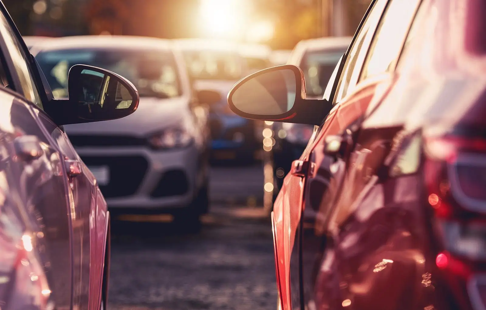 Close-up of cars parked side-by-side