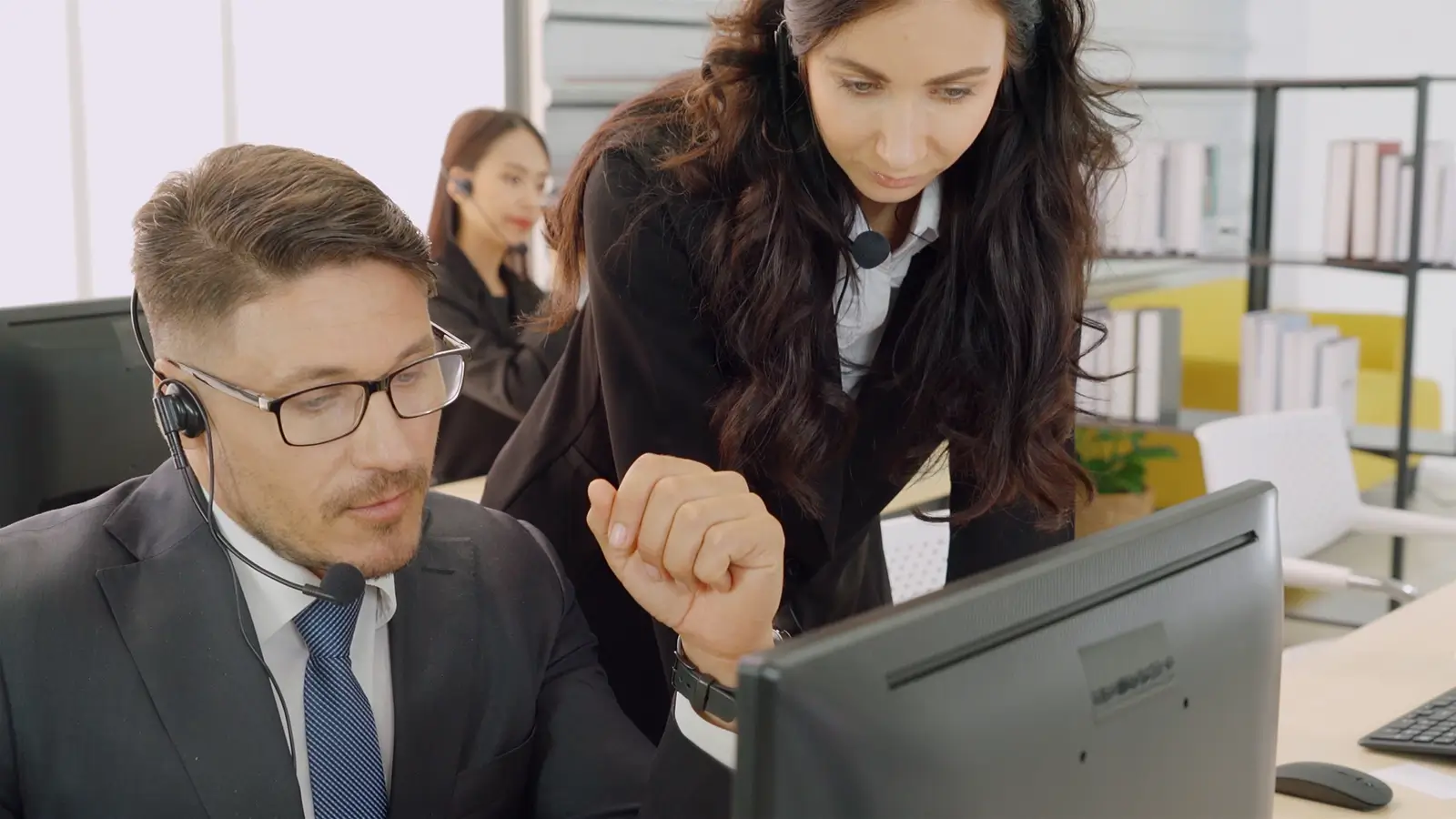 Business People Wearing Headset