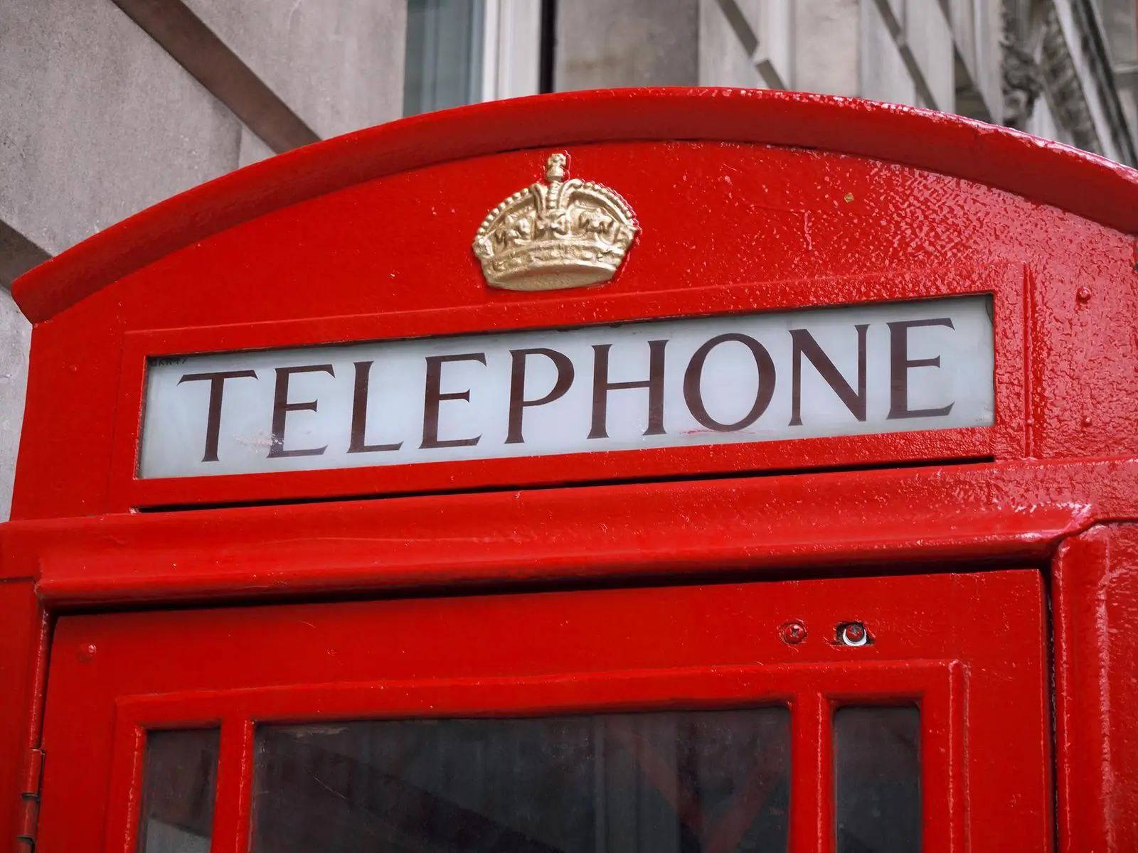 Close up of a UK Red Phone Booth In London