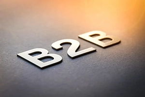 Close up of 3d 'B2B text' on a reflective surface
