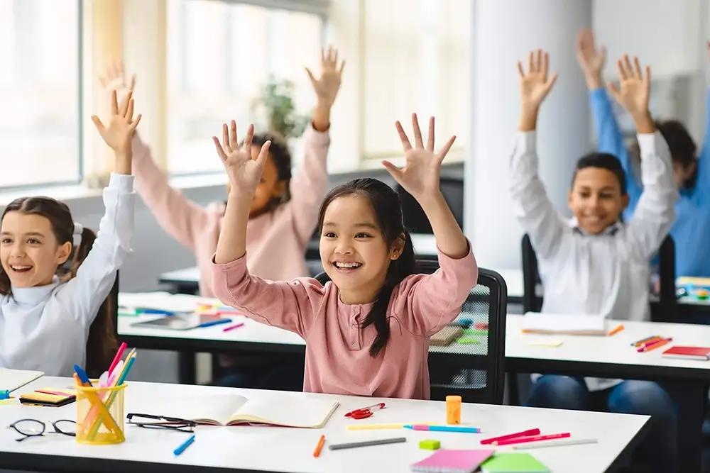 Primary school kids in a classroom