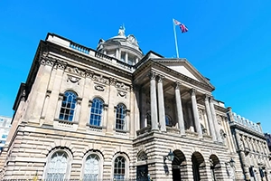Perspective view of the Bank of England in London