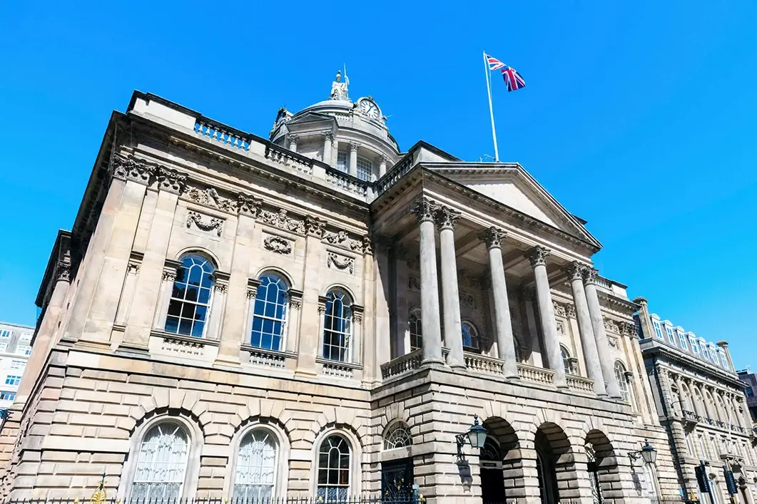 Perspective view of the Bank of England in London