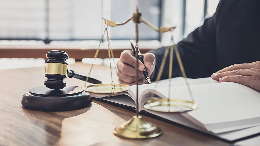 Male solicitor working at desk