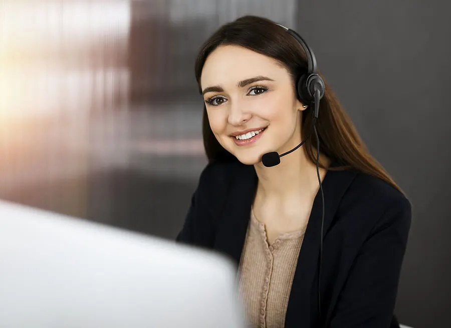 Friendly female telemarketing executive