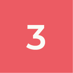 White number 3 centered on a solid red square background.