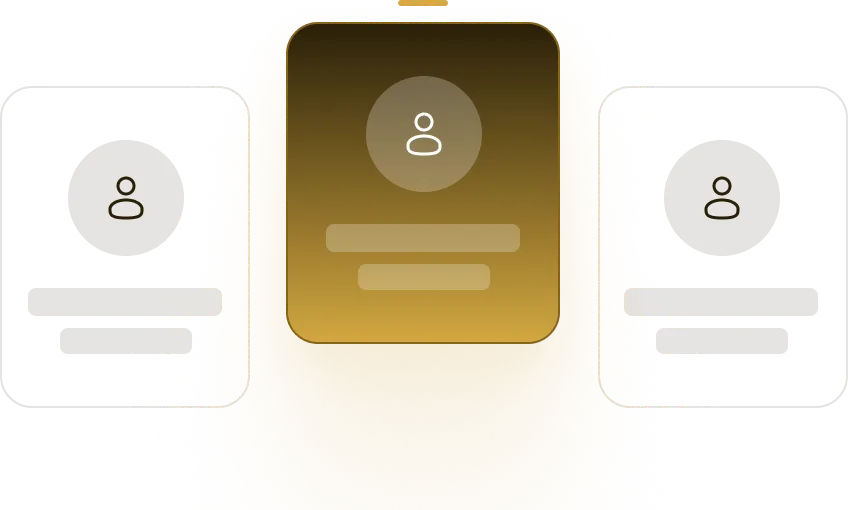 Illustration of a centralized user profile icon connected by lines to two user icons on either side, representing a user management or connection concept.