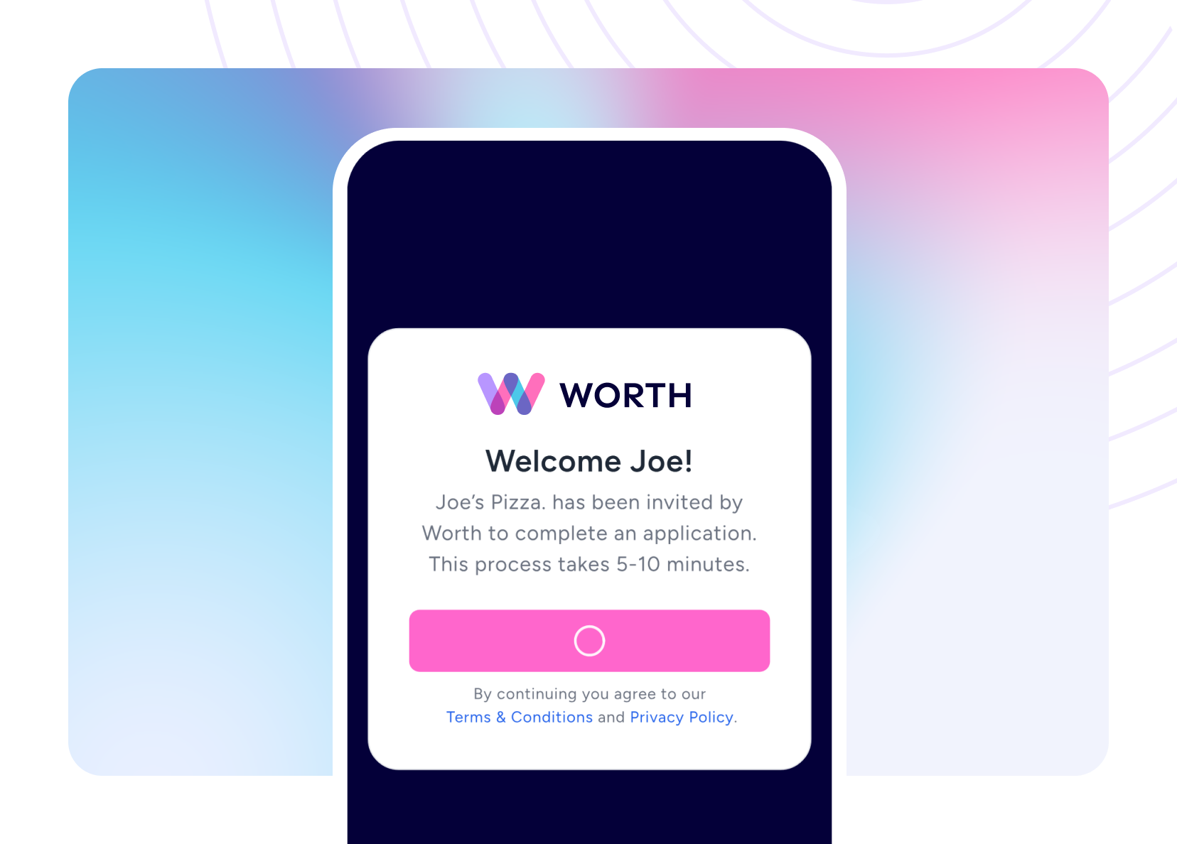 Worth Pre-Fill first screen example with welcome pop-up