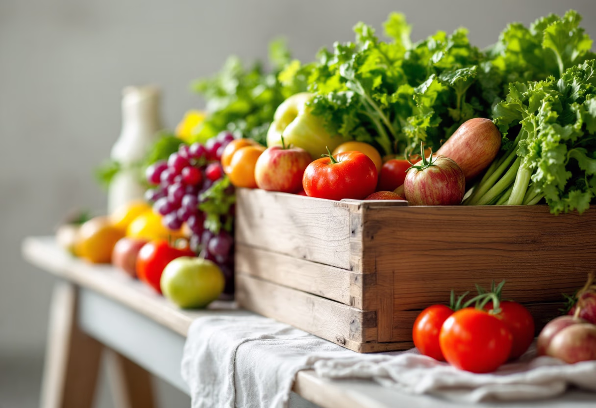 image of fresh produce on a farmer's market table