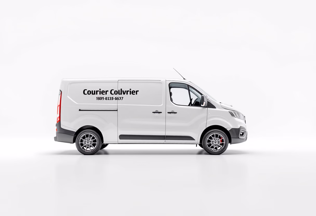 image of a delivery vehicle with contact details