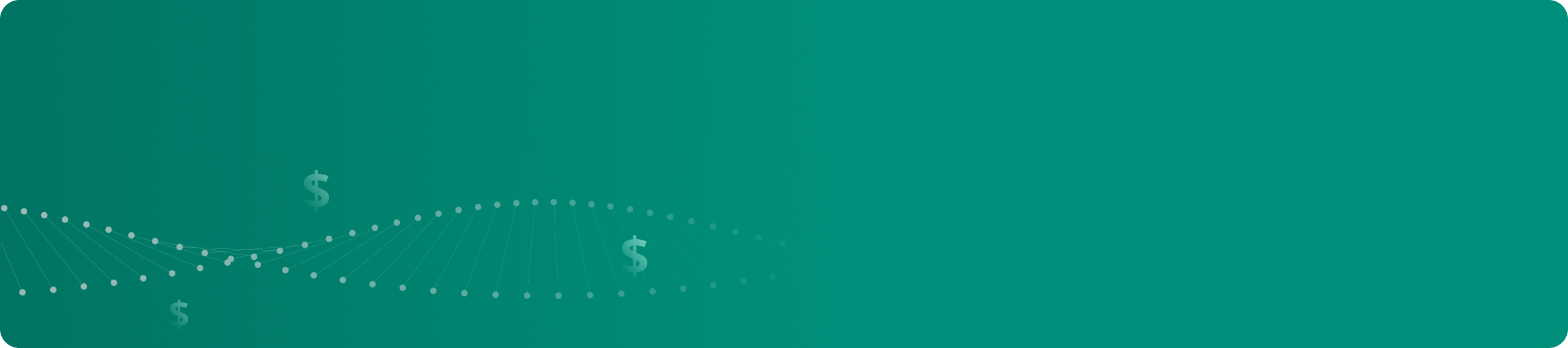 Abstract green background with dotted wave pattern and floating dollar signs.