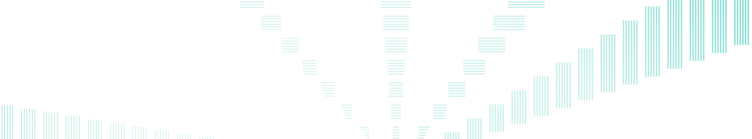 Stylized turquoise soundwave pattern against a black background, forming a symmetrical, expanding fan shape.