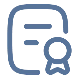 Icon of a certificate with a ribbon seal.