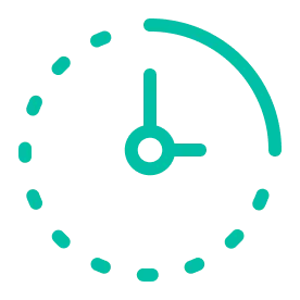 Clock icon showing quarter past three with a dashed circle outline.