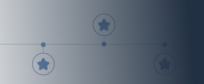 Three connected star icons aligned horizontally on a dark blue gradient background.