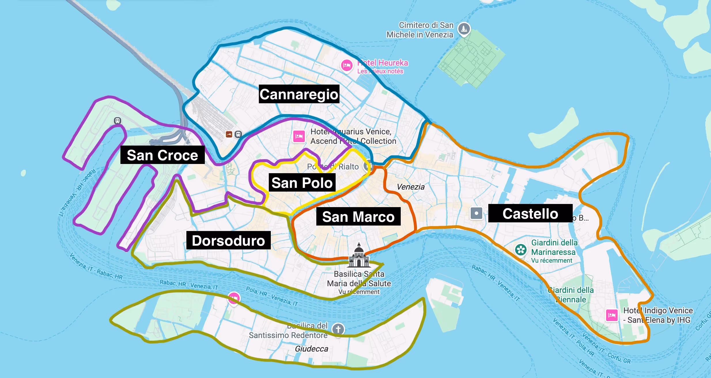 Carte quartiers Venise