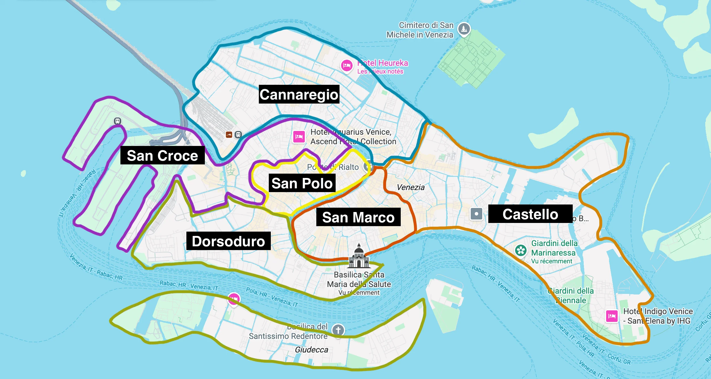 Carte quartiers Venise