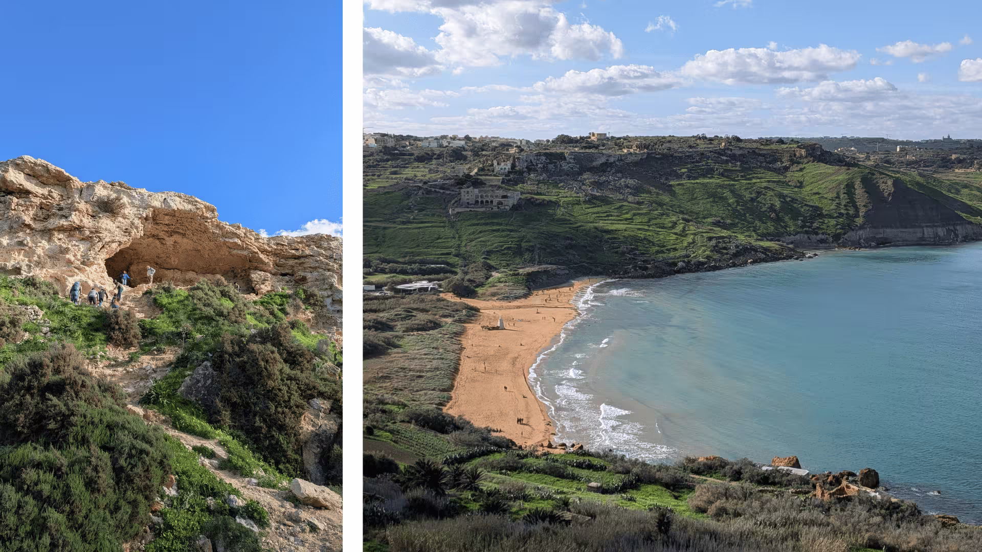 Vue sur Ramla Bay et montée vers Mixta Cave