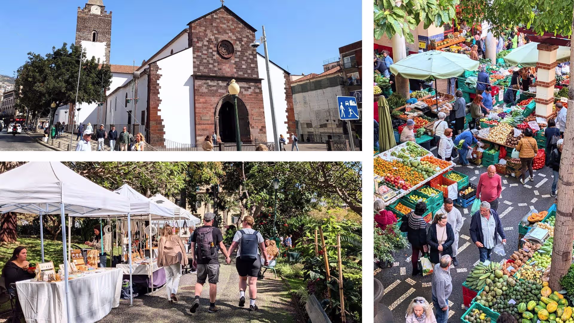 La cathédrale de Funchal, le jardin municipal et le Mercado dos Lavradores