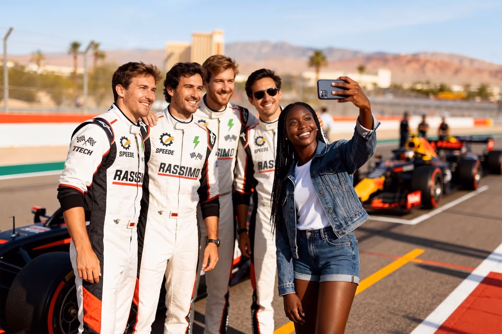 Woman in a sheer white top taking a photo with a camera near the Colosseum at sunset.