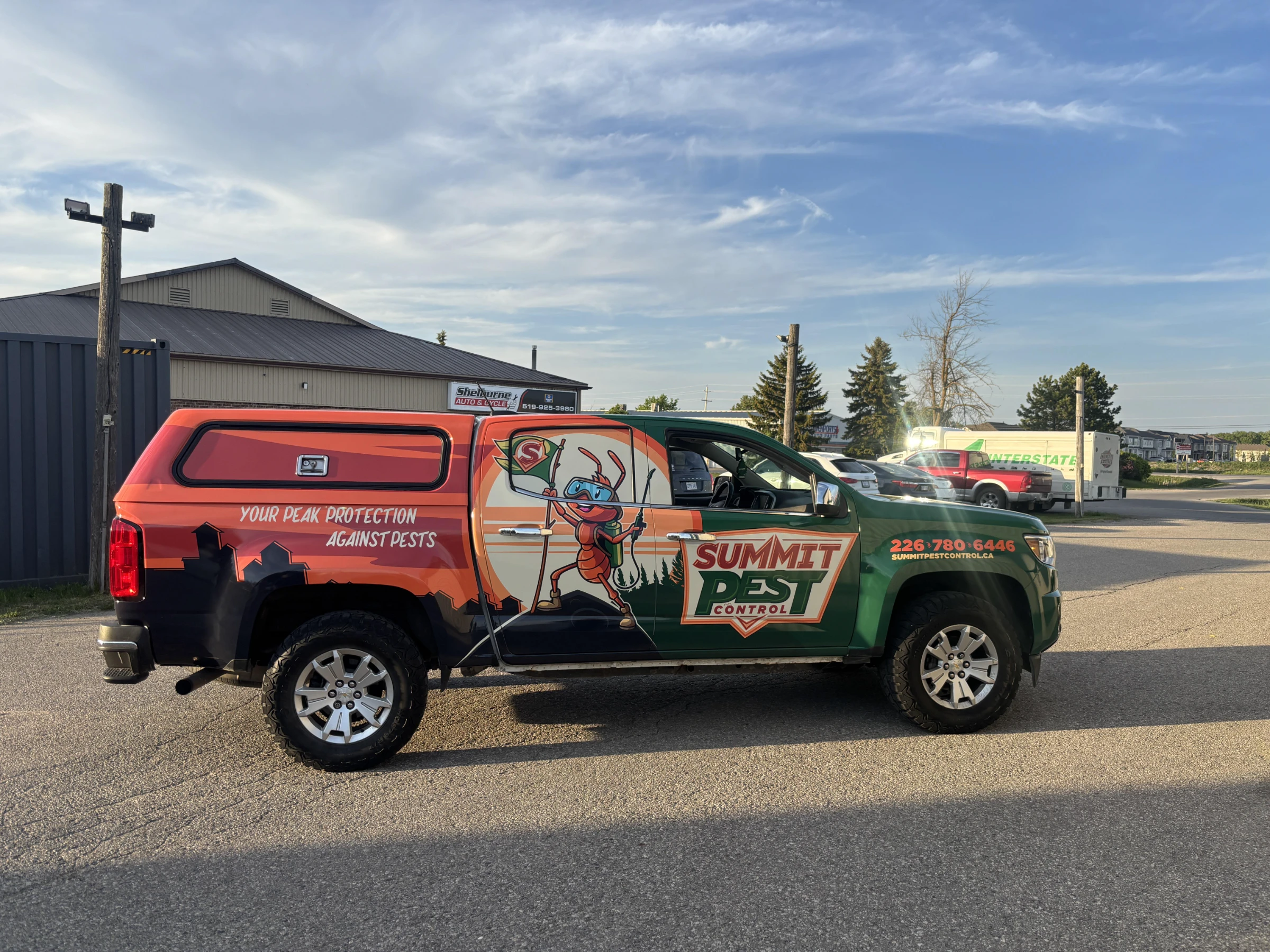 Summit Pest Control service truck parked outside a home