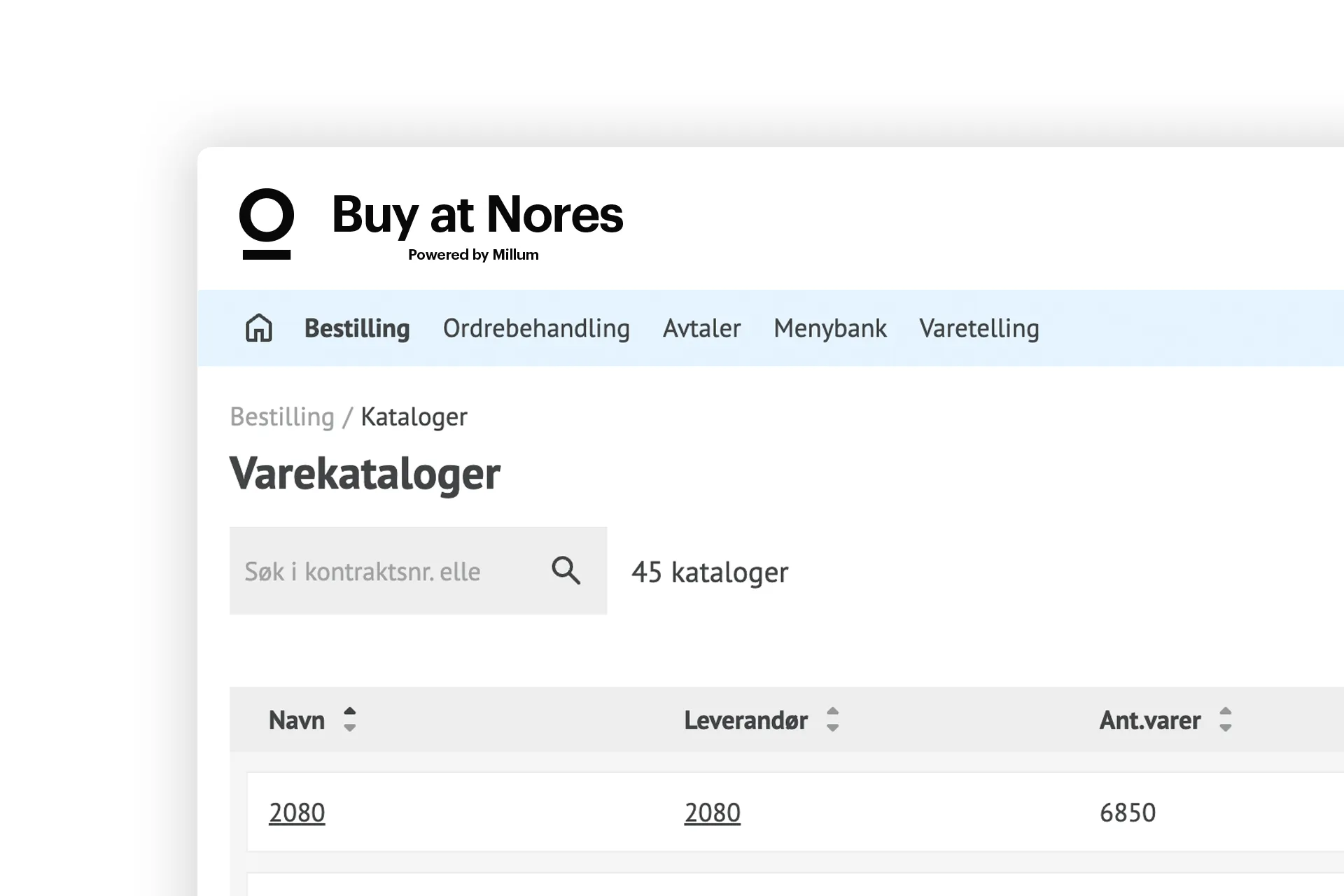 Buy at Nores plattform på desktop
