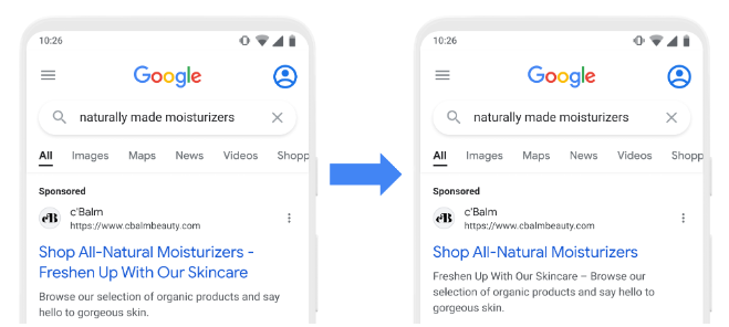 Google Ads One Headline Responsive Search Ad Example