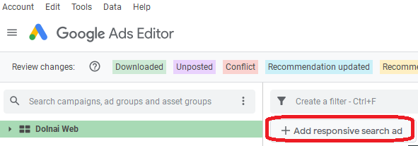 Create Responsive Search Ads from Google Ads Editor: Step 3