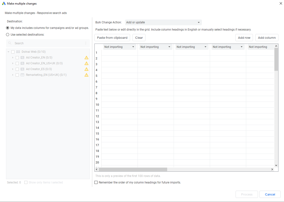 Create Responsive Search Ads from Google Ads Editor: Step 4
