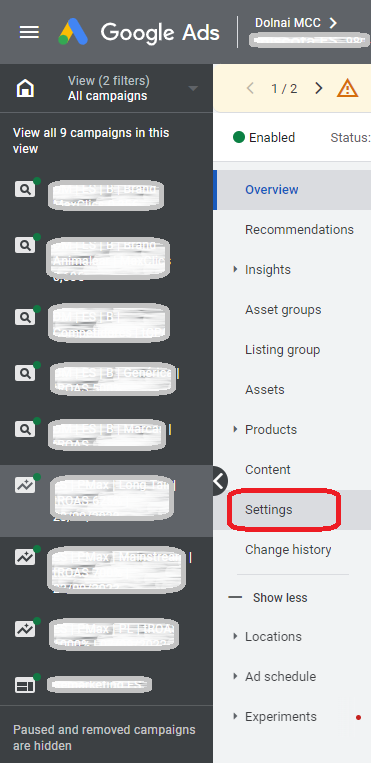 Performance Max Campaign Settings in Google Ads