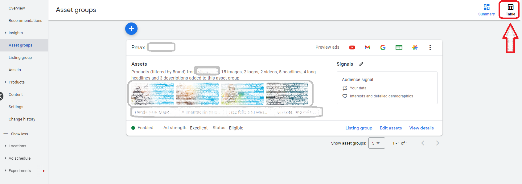 PMax Asset Performance at Asset Groups Level