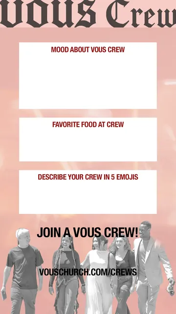 VOUS Crew story template: your mood, favorite food and your Crew in five emojis (English)
