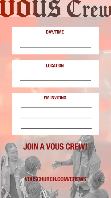VOUS Crew invite with blanks for day, time, location and who you are inviting (English)